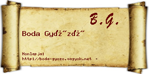 Boda Győző névjegykártya